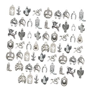Bothyi - 60 Piezas De Dijes De Vaquero Occidental Vintage Para Hacer Joyas, Pulseras, Tobilleras, Plata