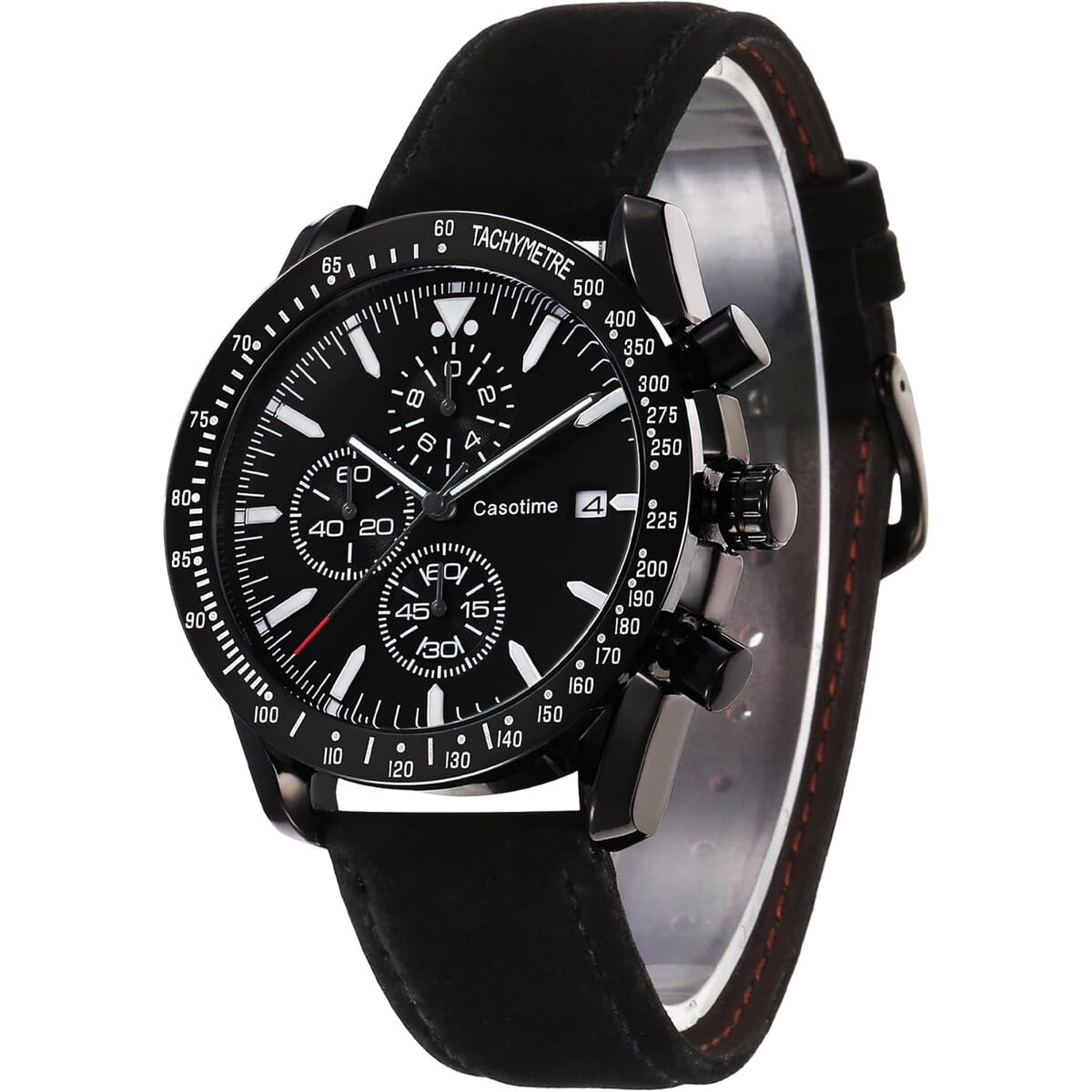 Reloj Casotime Cronógrafo 45 Mm Correa Cuero 30m Hombre