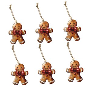 Magideal - 6 Uds Colgantes De Muñeco Gingerman Decoración Navideña Estatua Hecha A Mano Ornamento Decoración Colgante De Navidad Para Recuerdos De Fiesta Pared D Estilo A