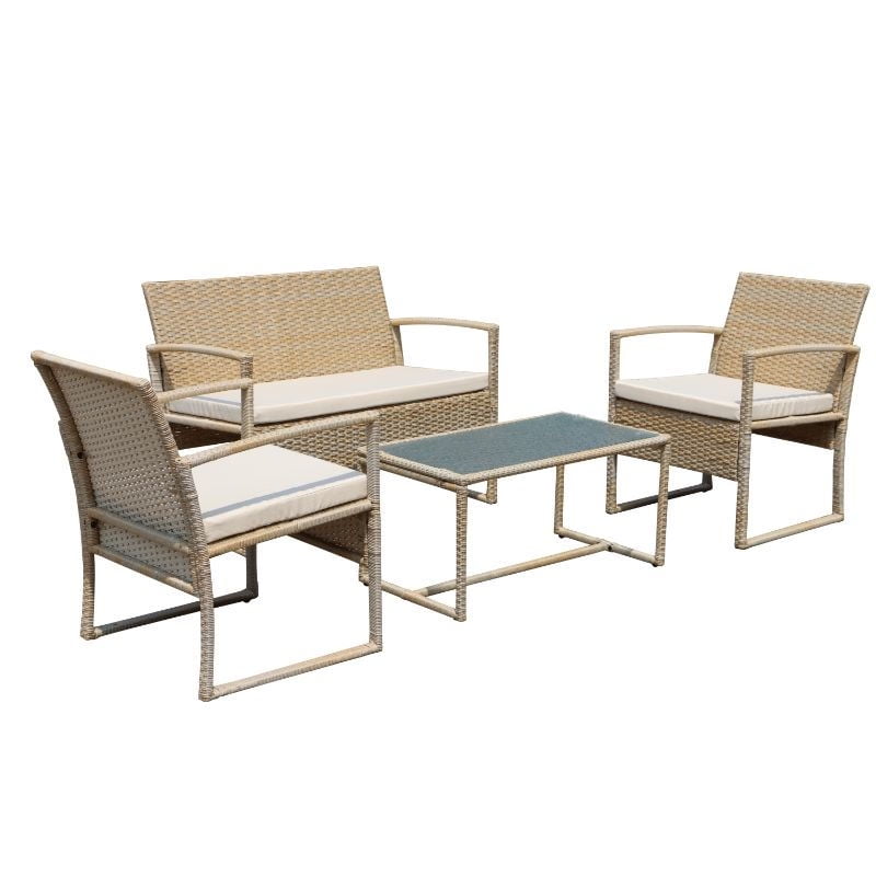 Mainstays - Juego Terraza 3 Sillas Ratán Beige