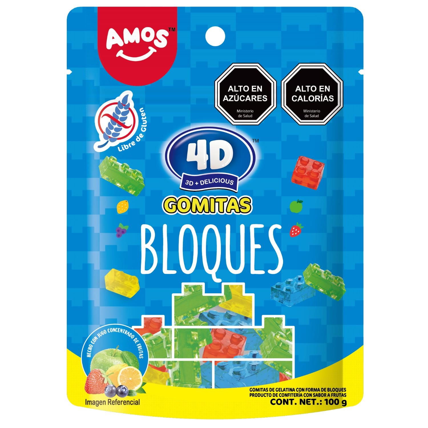 Gomitas Con Forma De Bloques 100 g AMOS
