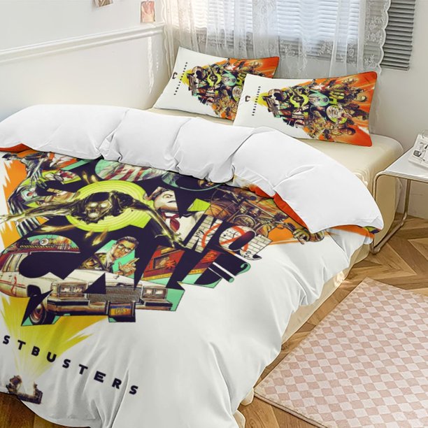 White Orange GHOSTBUSTERS Comforter Set Soft 3 Pcs Twin Bedding Sets Thicken for All Season