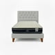 thumbnail image 1 of Cama 1.5 Plaza Gris Claro Capitone + Colchón Ortopedic, 1 of 2