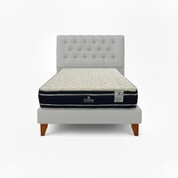 Vitelio - Cama 1.5 Plaza Gris Claro Capitone + Colchón Ortopedic