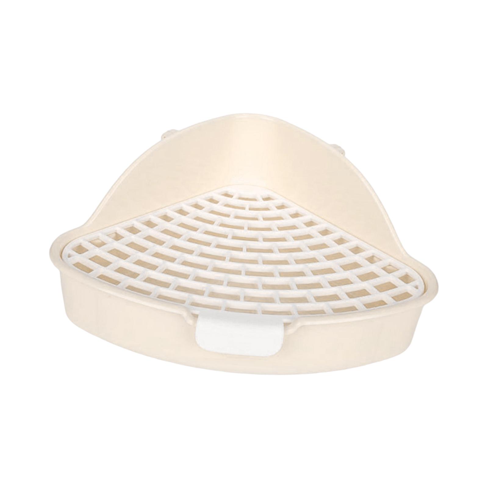 Magideal - Caja De Arena Para Conejos En Forma De Con Maceta De Rejilla Caja De Inodoro De Esquina De Conejo Jaula Para Jaula De Hurón , Beige