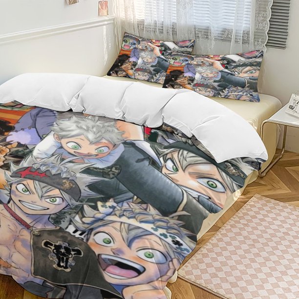 Black Clover Anime Home Bed 3-piece Set Classic Japanese Anime Polyester Wash Student Dormitory Set