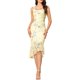 thumbnail image 2 of INSPIRE CHIC Vestido ajustado floral de verano para mujer sin mangas con cuello cuadrado y malla fruncida cola de pez XL Amarillo, 2 of 6