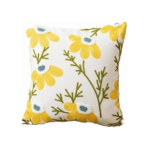 Genérico - Pack De 4 Fundas Para Cojines Sin Relleno Con Diseños Bordados Amarillo