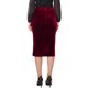 thumbnail image 3 of Falda de Terciopelo con Fruncido de Cintura Alta para Mujer INSPIRE CHIC, Formal, de Noche, Cóctel, Midi, Lápiz, L Burdeos, 3 of 6
