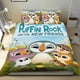 thumbnail image 1 of Puffin Rock Conjunto de sábanas temático, trío de piezas, cómodo y amigable con la piel, diseño único, regalo de decoración para el hogar para familiares, amigos y fans,135cm *200cm, 1 of 6