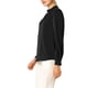 thumbnail image 4 of INSPIRE CHIC Blusa de Mujer con Cuello Alto, Plisada, Botón de Ojal, Talla M, Color Negro, 4 of 7