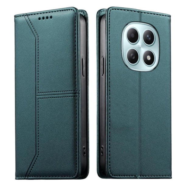 Funda tipo cartera con bloqueo RFID para Xiaomi POCO M8 5G cubierta magnética de cuero con tapa y soporte Verde