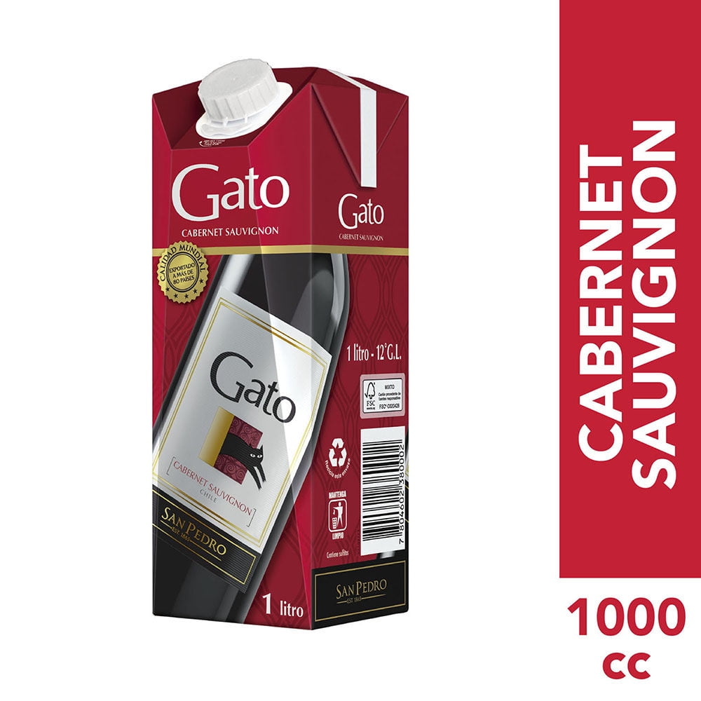 Vino Tinto Cabernet Sauvignon Caja 1 l Gato