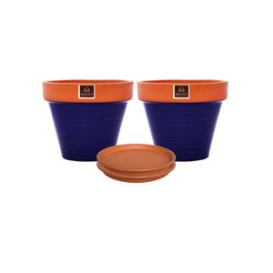 Mestiza - Set De 2 Maceta Kony 19Cm Terra Cobalto Y Sus Platos