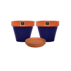 Mestiza - Set De 2 Maceta Kony 19Cm Terra Cobalto Y Sus Platos