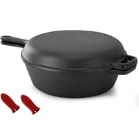 Wakeshome - Cacerola + Sartén De Hierro Fundido 26X12Cm +Mangos Aislante