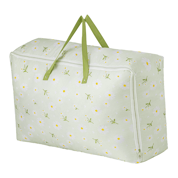 Bolsa de mudanza grande a prueba de polvo con cremallera floral verde, adecuada para colocar debajo de la cama, verde 55x20x33 cm