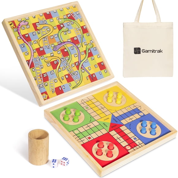 Juego de mesa Ludo Gamitrak 30 cm 2‑en‑1 reversible (Ludo y Serpientes y Escaleras)