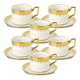 thumbnail image 3 of Juego taza platillo apilable borde decorativo Café blanco #4, 3 of 3
