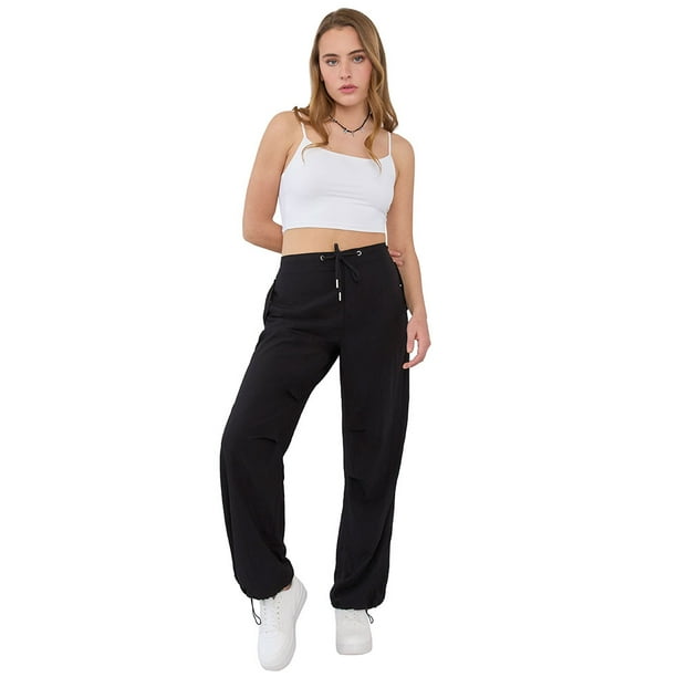 Pantalón Mujer Parachute Negro Corona