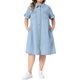 thumbnail image 1 of Agnes Orinda Vestido de Mezclilla para Mujer Talla Grande, Botones Abajo, Cuello con Solapa, Manga Corta, Midi, Casual de Verano, Camisa de Mezclilla con Bolsillos 3X Azul Claro, 1 of 6