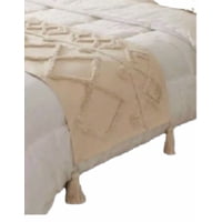 Genérico - Piecera Pie De Cama Boho Bordada Cama King Y 2 Plazas Diseño 7 Color Blanco