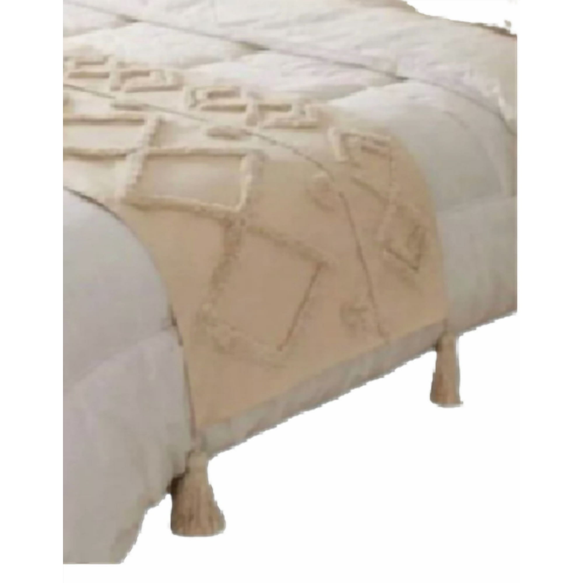 Genérico - Piecera Pie De Cama Boho Bordada Cama King Y 2 Plazas Diseño 7 Color Blanco