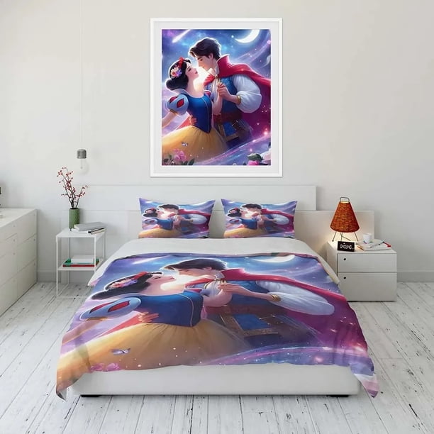 Snow White Printed 2/3-Piece Set 1 Quilt Duvet Cover Tangled Bedding Set Twin Size Sets Queen 3D Children'S Bedding Bed Sheets