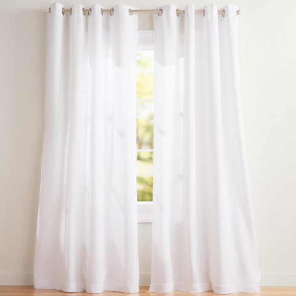Par De Paneles De Cortinas Loha Linen Color Blanco Invernal