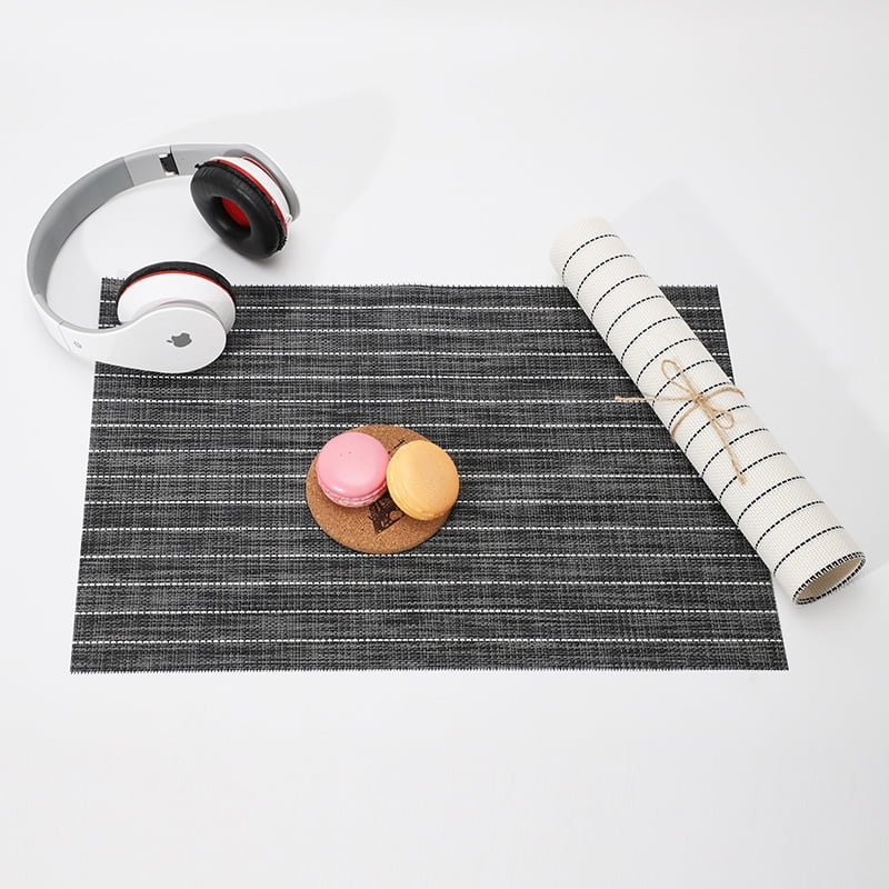 Xmhytop Juego De 6 Manteletes Individuales Para Mesa, Hechos De Pvc Resistente, Antideslizantes Y Termorresistentes, Ideal Para Hogares, Restaurantes Y Cocinas, Estilo O, 45*30cm, Gris