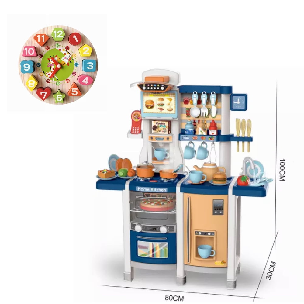 Genérico - Cocina De Juguete Azul Con 65 Accesorios Y 100 Cm Altura