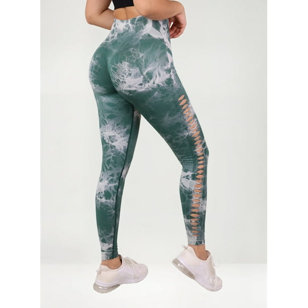 Leggings Tie Dye Mujer Push Up con Abertura Escalonada