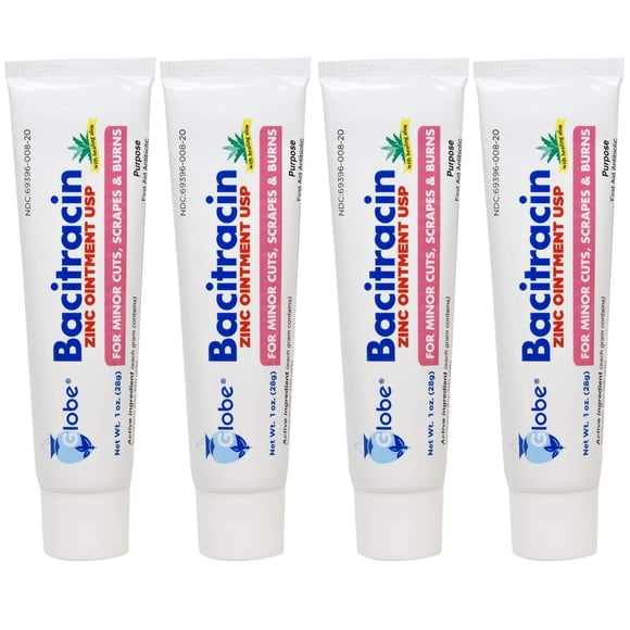 Pomada Antibiótica Globe Bacitracina Zinc 4 tubos de 28 g