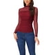 thumbnail image 1 of INSPIRE CHIC Top de Malla de Halloween para Mujer de Manga Larga Sólida con Cuello Simulado Panel Transparente con Fruncido Lateral M Rojo, 1 of 6