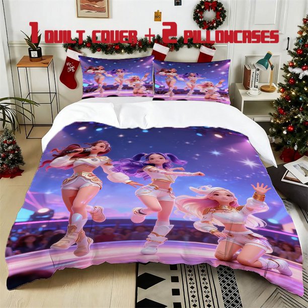 3pcs Kpop Virtual Idol Stage Performance Printed Bedding Set Soft Duvet Cover with 2 Pillowcases All Season Comfort