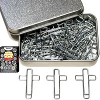 Clips De Papel Daxtril Con Forma De Cruz, 60 Unidades, Color Plateado