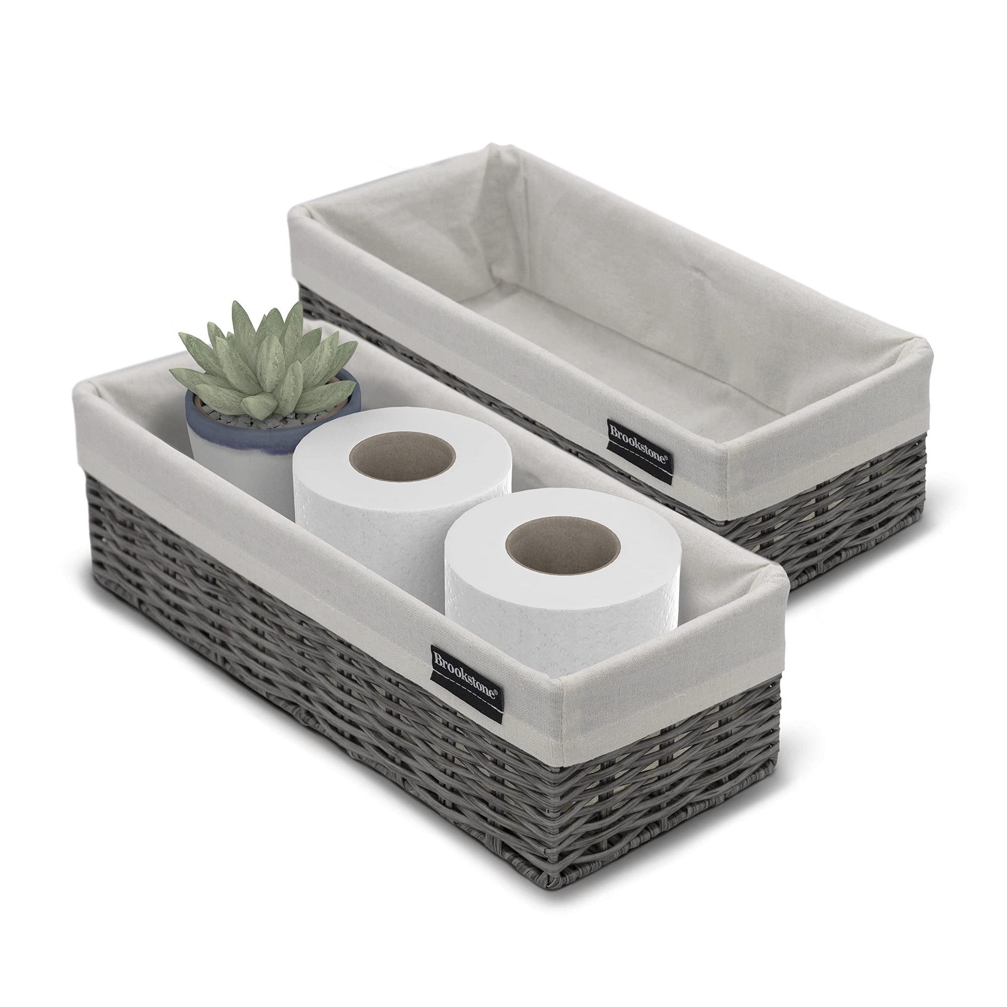 Juego De 2 Cestas De Mimbre Brookstone, Estilo Bohemio