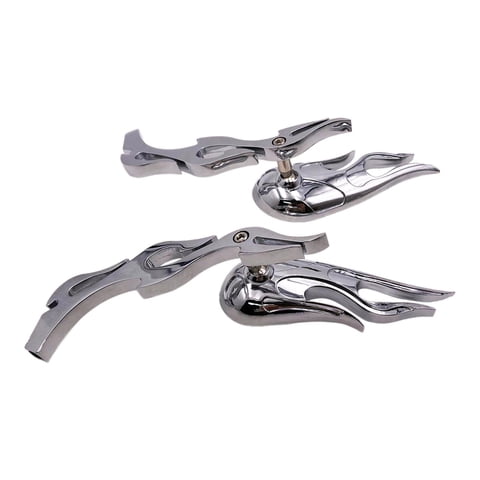Magideal - Espejos Retrovisores Genéricos Para Motocicleta, Espejos Laterales Universales, Piezas De Visión Amplia, Accesorios De Motocicleta Con Patrón De Llama