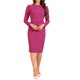thumbnail image 1 of INSPIRE CHIC Vestido ajustado de mujer con peplum, atuendo de maestra para el regreso a clases, cuello redondo, manga larga, cintura alta, vestido de trabajo midi, color rosa fuerte, talla M, 1 of 6
