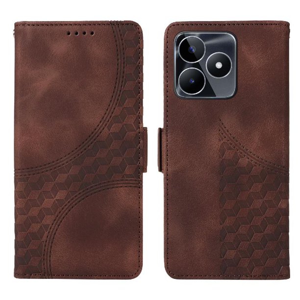 Carcasa FOXDOCK Realme C53 de cuero PU, diseño acolchado clásico, protección contra caídas y rayones