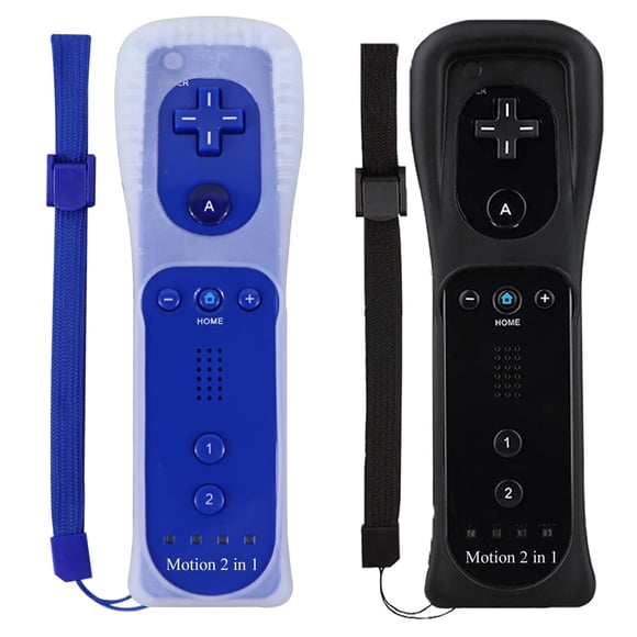 Mando Wii ECRAB Pack de 2 con Motion Plus (Negro y Azul Oscuro)