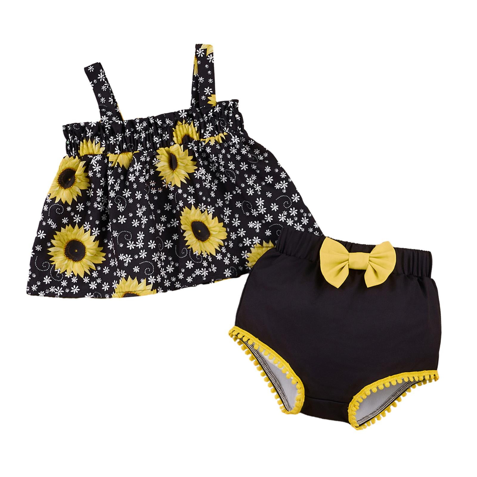 Magideal - Conjunto De Ropa De Verano Para Niña, Conjunto De Ropa Para Niña, Pantalones Cortos Estampados Para Bebé, Conjunto De Trajes De Verano Para Fiestas Fo 1 A 3 Meses