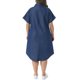 thumbnail image 4 of Vestido de mezclilla para mujer de talla grande Agnes Orinda con cuello de solapa, mangas cortas, botones, dobladillo curvado, casual, línea A, midi, con bolsillos 1X azul oscuro, 4 of 8