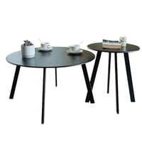 Oem - Set 2 Mesas Laterales Centro Metal Negra Elegante