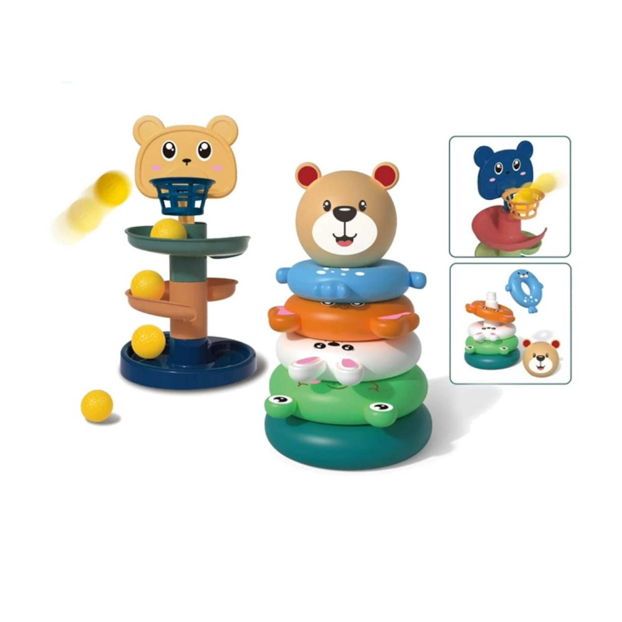 Genérico - Juguete Didactico Tobogan Lanza Pelotas 2 En 1 Cafe