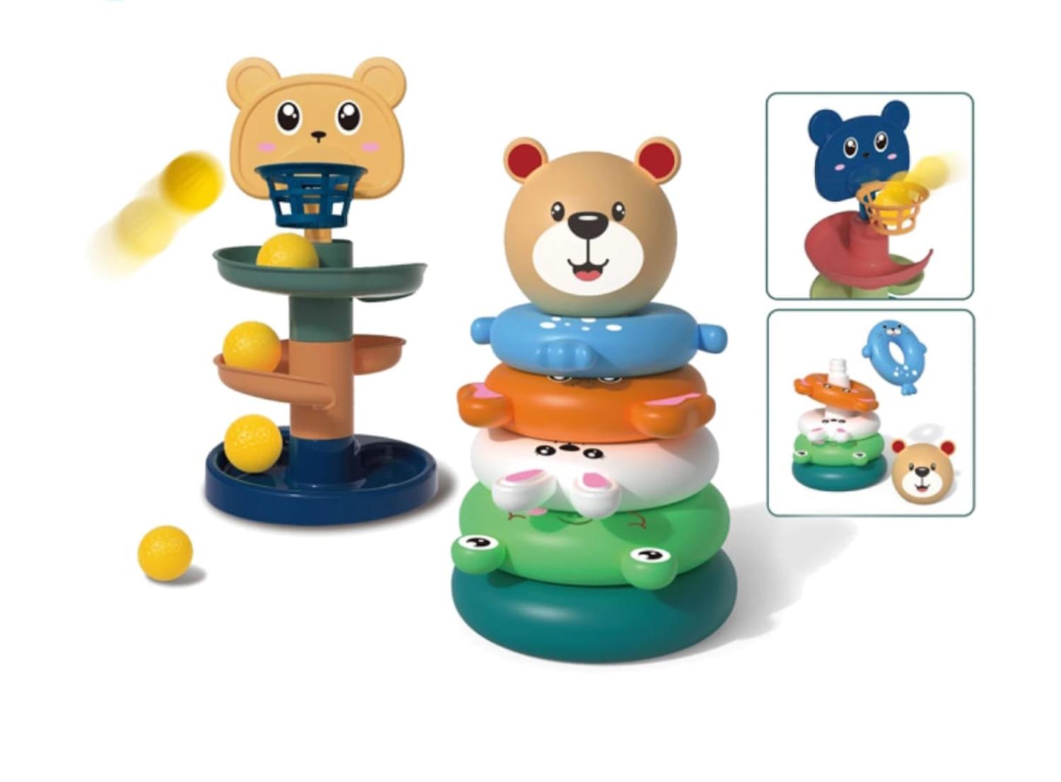 Genérico - Juguete Didactico Tobogan Lanza Pelotas 2 En 1 Cafe