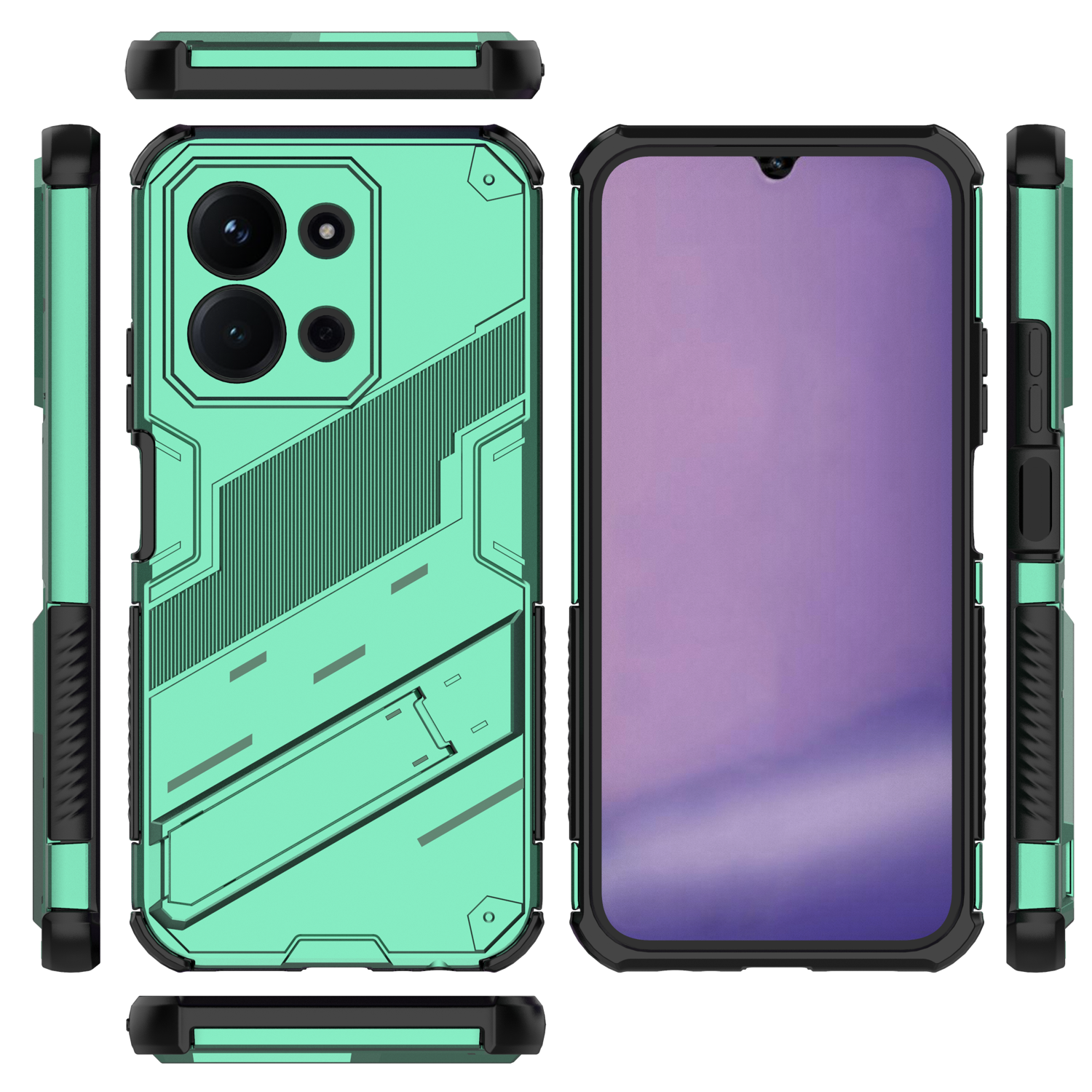 Funda Gangxun Antigolpes Para Xiaomi Redmi 15C 5G Con Soporte Invisible, Antihuellas Y Protección Completa