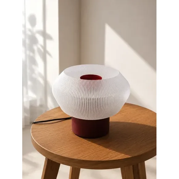 Lámpara de Mesa Velador SLVJE Mist E27 Impresa en 3D 22 x 24 cm Bordó / Blanco + Ampolleta