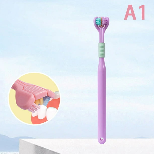 3D Stereo Three-Sided Toothbrush Ultra Fine Soft Hair Adult Toothbrush Tongue Scraper Deep Cleaning Health Oral Care Teeth Brush
