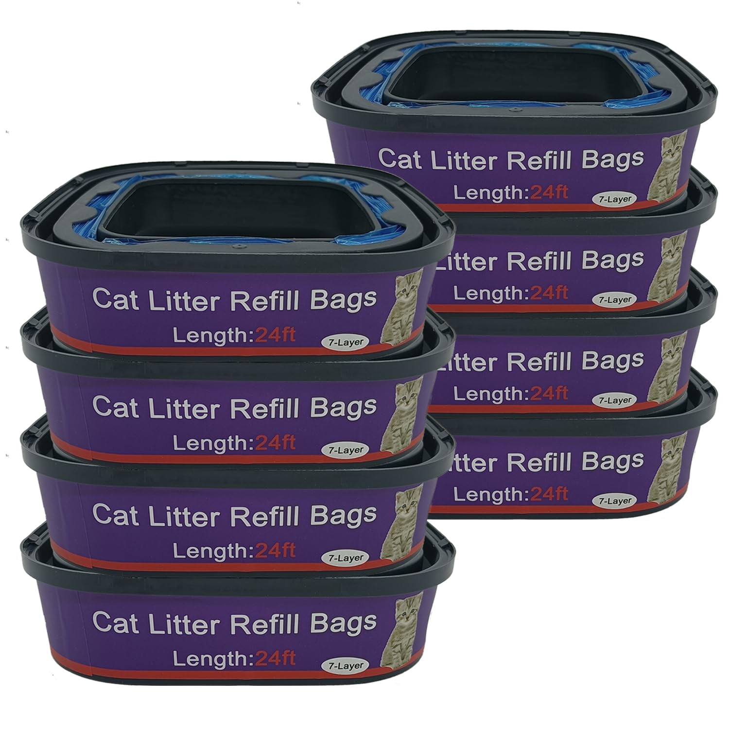 Runde - Bolsas De Recarga De Arena Para Gatos, Paquete De 8, Compatibles Con Genie Pails